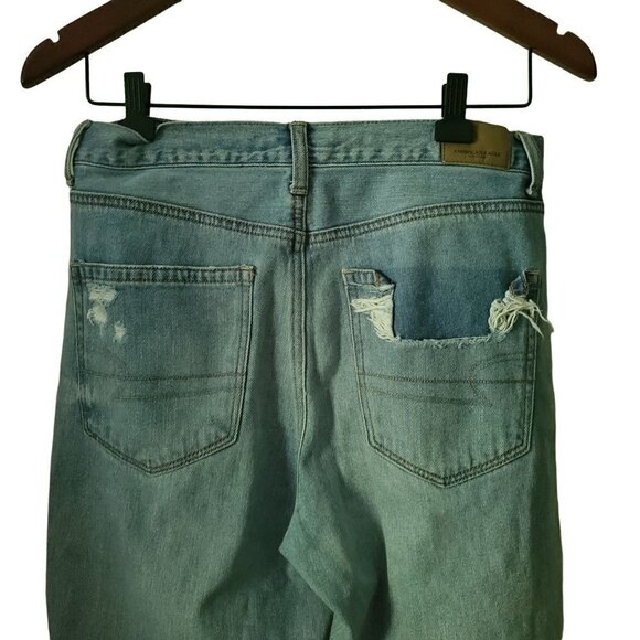 AMERICAN Eagle Light Wash High Rise Skinny Distressed Mom Denim Jeans Size 6 - Picture 7 of 11